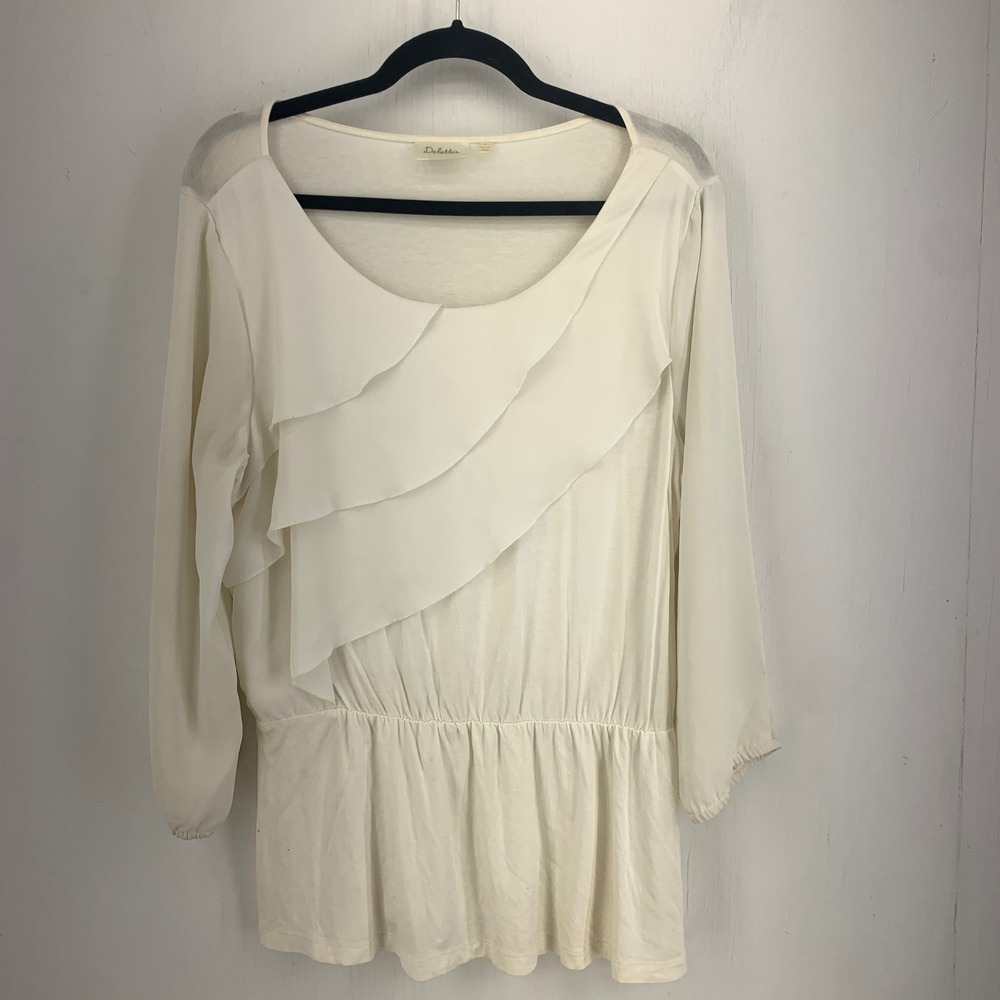Deletta Anthropologie Soft Flowy Tiered Ruffle Peplum Romantic Womens Large Top
